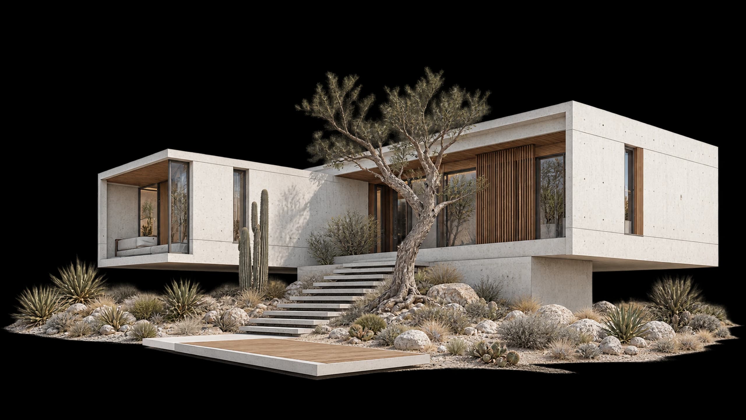 Render de uma residência gerado no RENDINO® for SketchUp