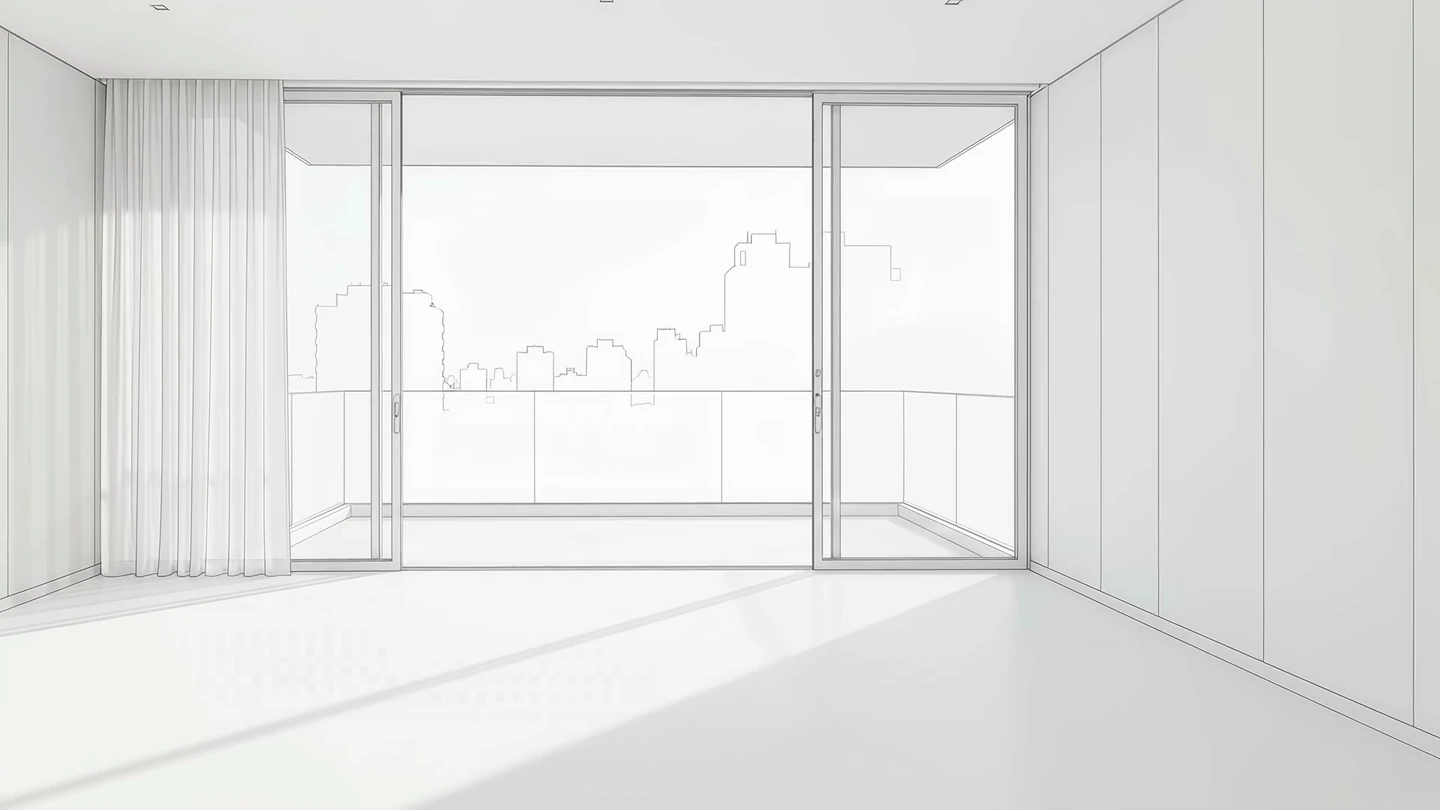 Living com vista da cidade, do desenho ao ambiente mobiliado